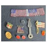 Collection of Vintage Patriotic Pins and Accessories