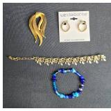 Lot of Liz Claiborne Jewelry Items - Earrings, Brooch, Bracelet, Necklace