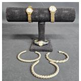 Lot of Vintage Watches and Silver Tone Bracelets