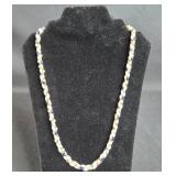 Elegant Vintage Beaded Necklace with Blue and Green Accents
