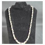 Elegant Vintage Beaded Necklace with Blue and Green Accents