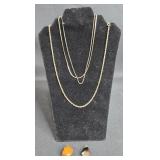 Set of Gold Tone Chains with Natural Stone Pendants