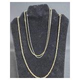 Set of Gold Tone Chains with Natural Stone Pendants