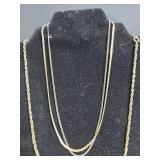Set of Gold Tone Chains with Natural Stone Pendants
