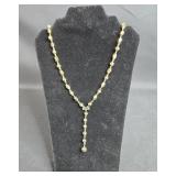 Elegant Gold Tone Beaded Necklace with Cross Pendant