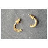 Gold Tone Hoop Earrings with Textured Design