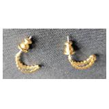 Gold Tone Hoop Earrings with Textured Design