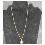 Gold Tone Necklace with Center Oval Pendant