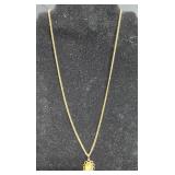 Gold Tone Necklace with Center Oval Pendant