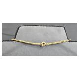 Gold Tone Necklace with Center Oval Pendant