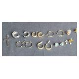 Lot of Mixed Earrings and Cross Pendant