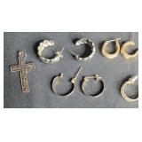 Lot of Mixed Earrings and Cross Pendant