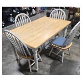 Farmhouse Style Dining Table with 4 Wooden Chairs
