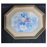 Set of 4 Decorative Framed Artwork Including Floral Stitching, Grandma Poem, and Bird Plate
