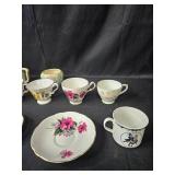 Collection of Vintage Bone China Tea Cups, Plates, and Creamers