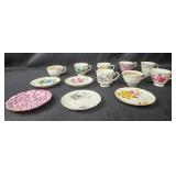 Set of Vintage Floral Bone China Cups and Plates from Various Makers