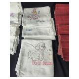 Lot of Vintage Embroidered Dish Towels with Weekday Themes