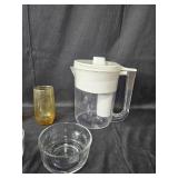 Collection of Glass Kitchenware - Set including Drinking Glasses, Bowls, and Pitcher