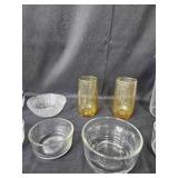 Collection of Glass Kitchenware - Set including Drinking Glasses, Bowls, and Pitcher