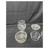 Collection of Glass Kitchenware - Set including Drinking Glasses, Bowls, and Pitcher