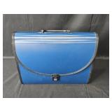 Blue Expanding File Organizer with Handle and Multiple Dividers