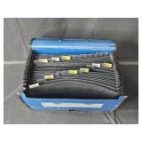 Blue Expanding File Organizer with Handle and Multiple Dividers