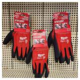 Lot Of Three New Milwaukee Work Gloves Cut Level 1 Winter Dipped