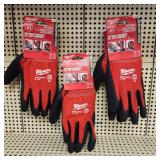 Lot Of Three New Milwaukee Work Gloves Cut Level 1 Winter Dipped Size Large