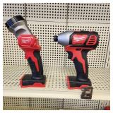 Milwaukee 1/4" Impact Driver 2656-20 And LED Work Light 2735-20 Both Tested And Work Great Condition