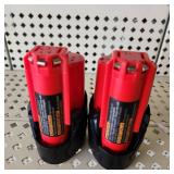 Lot Of Two Milwaukee M12 Batteries Red Lithium Tested Work Excellent Condition