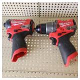 Lot Of Two Milwaukee Tools Drill/Driver 3404-20 And Impact Driver 3453-20 12V Tested Work