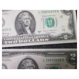 6 Uncirculated, Nonsequential $2 Bi...