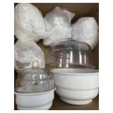 6 - Plastic Dessicators, 1 Large, 5 Small