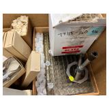 ASSORTED BOX LOT - Clamps, Test Tubes, Burner, Varnish Bottles, Centrifuge Tubes, Snap Cap Vials