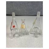 3 Reciever Flasks, Assorted Joints