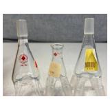 3 Reciever Flasks, Assorted Joints