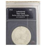 1913 Barber Silver Half Dollar