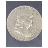 1958 Franklin Silver Half Dollar