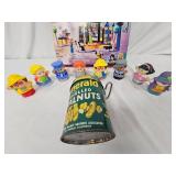 Lego, Fischer Price, and Emeral Walnut tin