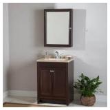 Glacier Bay Delridge 25 in. Single Sink Chocolate Bath Vanity with Caramel Cultured Marble Top (Assembled)  Customer Returns See Pictures