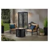 Hampton Bay 25.79 in. W 45000 BTU Brown Steel Propane Outdoor Fire Pit Table with Lava Rocks  Customer Returns See Pictures