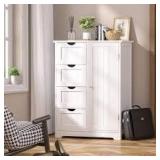 VEIKOUS White 31.6 in. H Accent Cabinet Office Storage Cabinet with Adjustable Shelf and 4-Drawer Customer Returns See Pictures