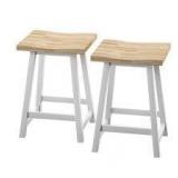 24 in. White Backless Wood Counter Height Bar Stools (Set of 2) by Twin Star Home   Customer Returns See Pictures