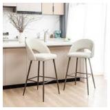 Pale Grey Fabic/Leatherette Bar Stool with Tapered Metal Legs (Set of 2) by Glitzhome   Customer Returns See Pictures