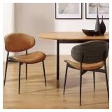 Iya Cognac Faux Leather Dining Side Chair with Metal Frame (Set of 2)  Customer Returns See Pictures