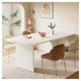 TRIBESIGNS WAY TO ORIGIN Halseey Modern Cream White Wood 63 in. Pedestal Dining Table Seats 4-6  Customer Returns See Pictures