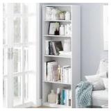 Furinno 71.2 in. White Wood 5-shelf Standard Bookcase with Adjustable Shelves   Customer Returns See Pictures