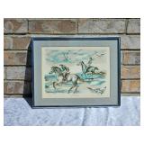 Vintage Signed Enrico Molino Lithograph "Gallop"