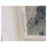 Pencil Signed Lithograph Claude Dowall - Farm Scene