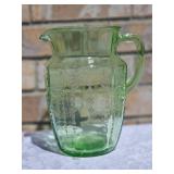 Vintage Anchor Hocking Green Depression Pitcher & Glasses